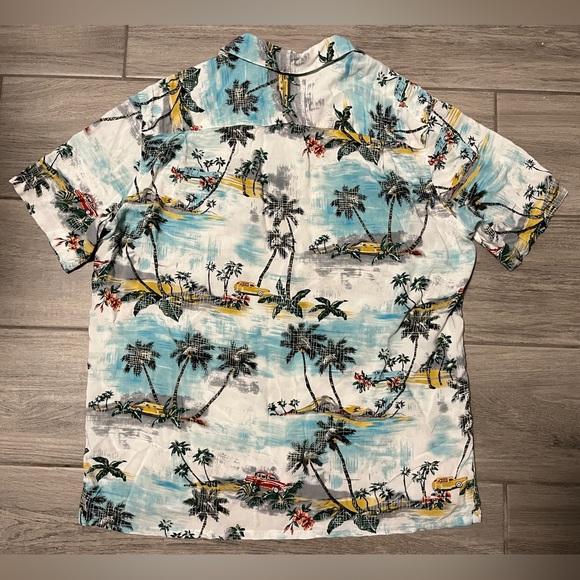 Campia Men’s Extra Large Hawaiian Beach Print Button Up Short Sleeve Shirt - Picture 12 of 13